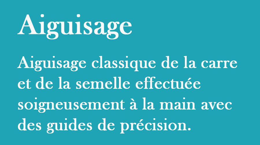 Aiguisage classique manuelle effectuée avec des guides, 89 degrés à la carre et 0,5 degrés à la base.